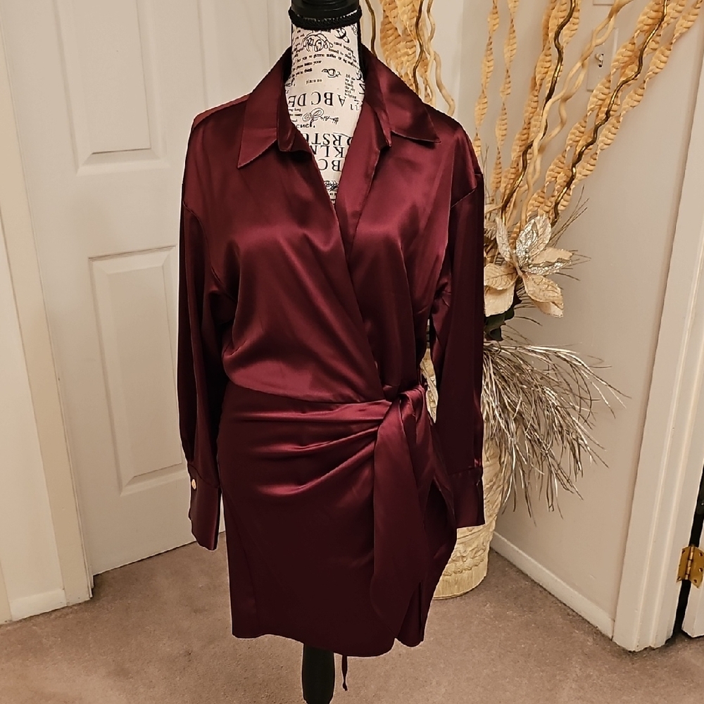 Gianni Bini Chocolate Color Wrap Dress